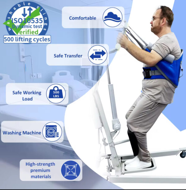 EZ Assistive Comfort Patient Lift Sling Stand Assist Harness Sit to Stand Support Raiser Hoist Belt with Handles