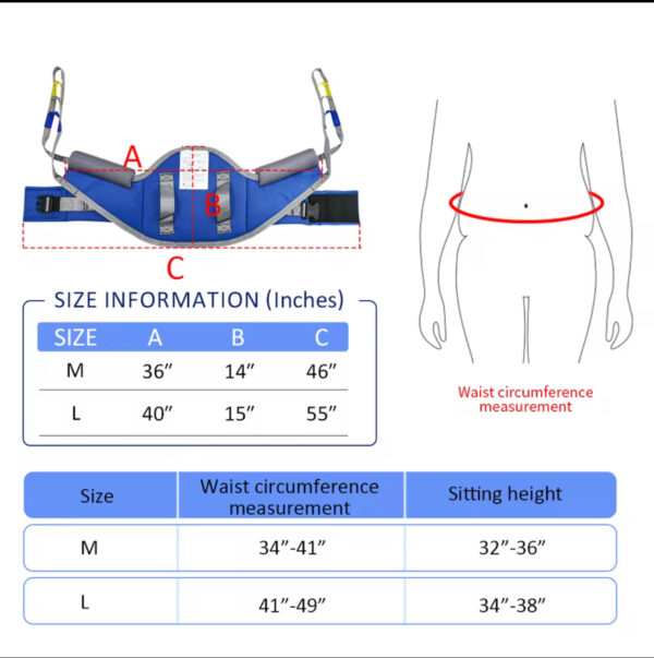 EZ Assistive Comfort Patient Lift Sling Stand Assist Harness Sit to Stand Support Raiser Hoist Belt with Handles - Image 4