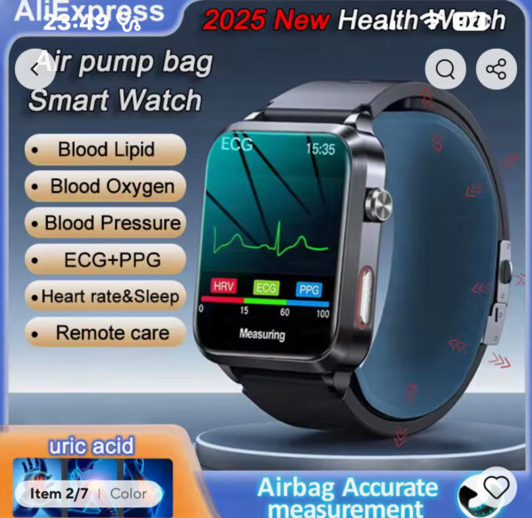 New ECG+PPG Smart Watch Blood Pressure Accurate measurement of air pump Watch Blood Lipids Uric Acid Blood Pressure Smart Watch