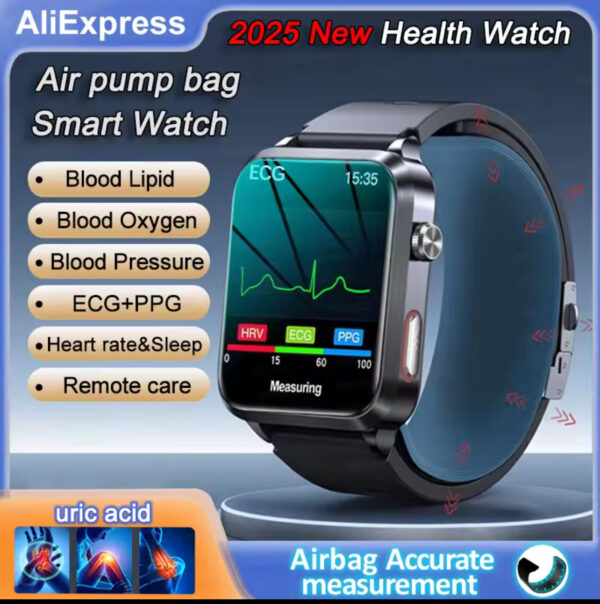New ECG+PPG Smart Watch Blood Pressure Accurate measurement of air pump Watch Blood Lipids Uric Acid Blood Pressure Smart Watch - Image 16