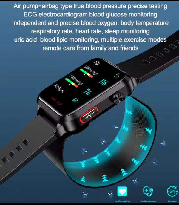 New ECG+PPG Smart Watch Blood Pressure Accurate measurement of air pump Watch Blood Lipids Uric Acid Blood Pressure Smart Watch - Image 17