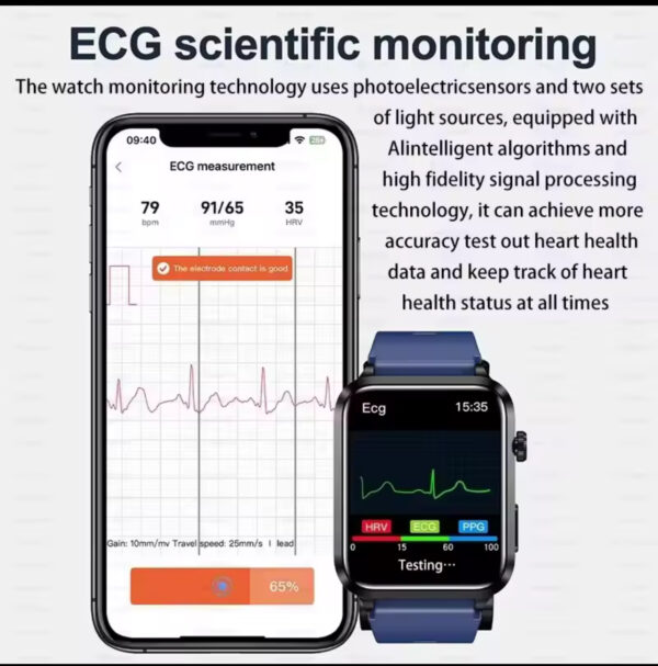 New ECG+PPG Smart Watch Blood Pressure Accurate measurement of air pump Watch Blood Lipids Uric Acid Blood Pressure Smart Watch - Image 7