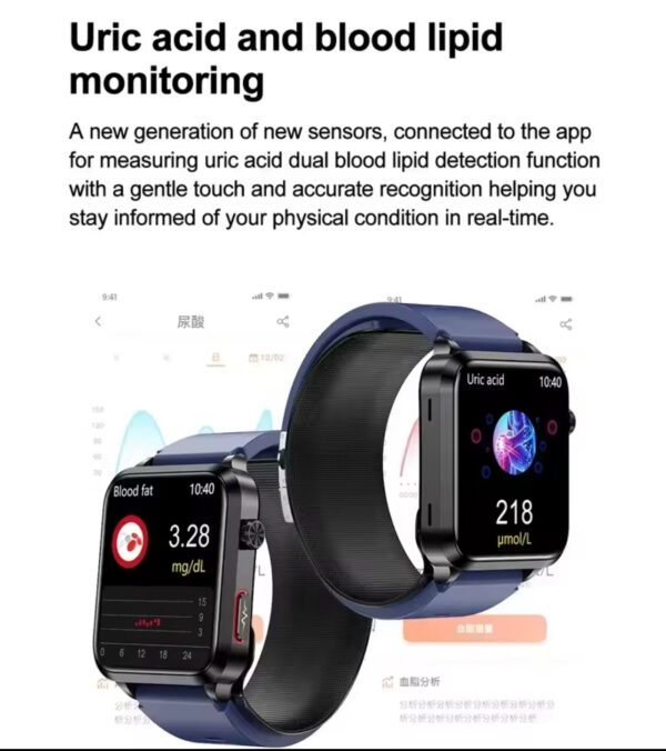 New ECG+PPG Smart Watch Blood Pressure Accurate measurement of air pump Watch Blood Lipids Uric Acid Blood Pressure Smart Watch - Image 6