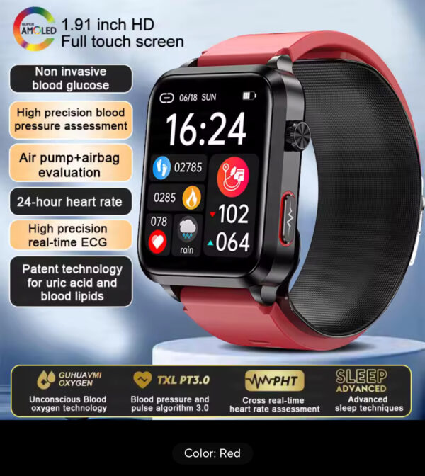 New ECG+PPG Smart Watch Blood Pressure Accurate measurement of air pump Watch Blood Lipids Uric Acid Blood Pressure Smart Watch - Image 4