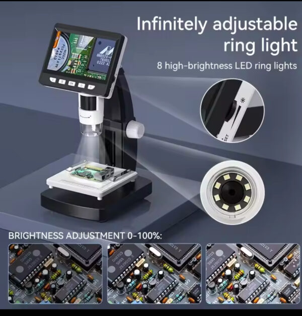 LCD Digital Microscope 1080P Coin Microscopio 8 LED Lights USB Magnifier Soldering Repair Video Microscope - Image 3