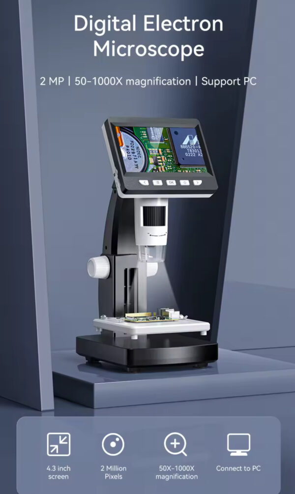 LCD Digital Microscope 1080P Coin Microscopio 8 LED Lights USB Magnifier Soldering Repair Video Microscope - Image 5