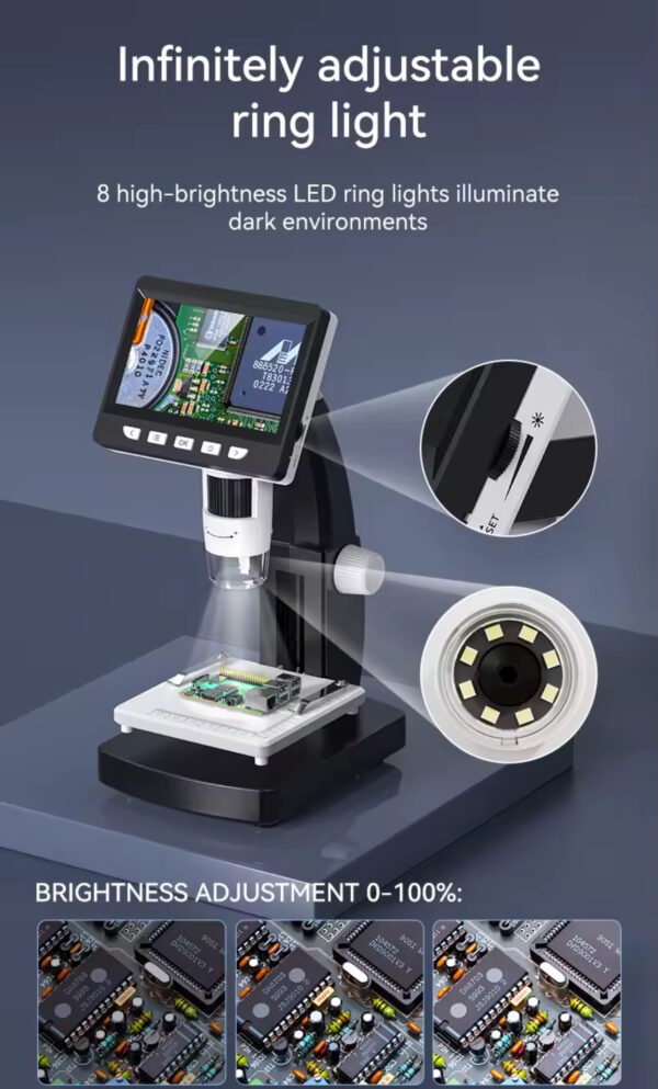 LCD Digital Microscope 1080P Coin Microscopio 8 LED Lights USB Magnifier Soldering Repair Video Microscope - Image 8